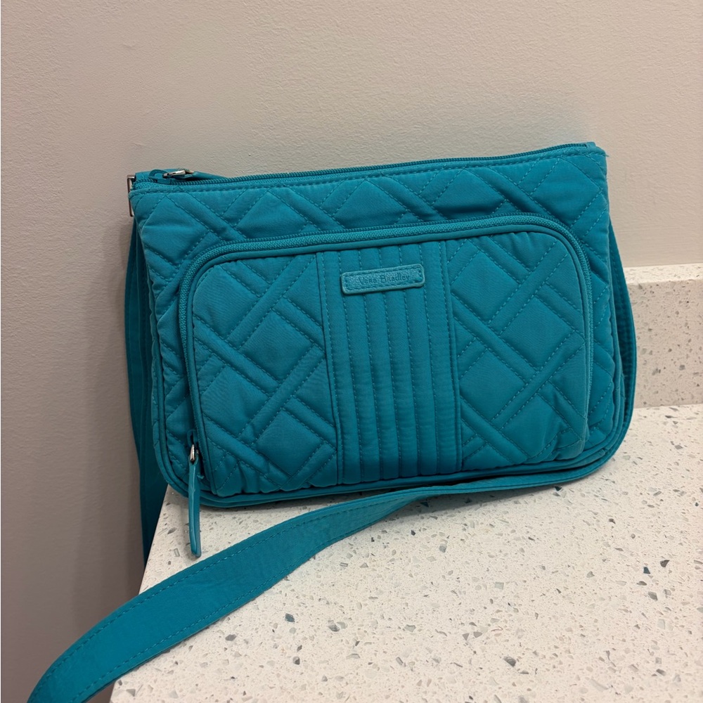 Vera Bradley Teal Quilted Crossbody Bag with Front Pocket